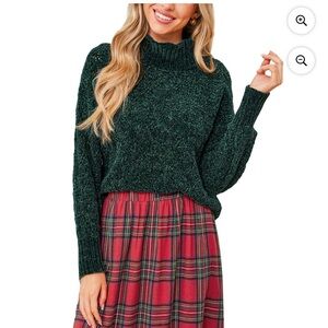 Women's Green Turtleneck Sweater